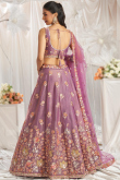 Organza Mauve Embroidered Panelled Style Lehenga