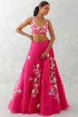 Organza Ruby Pink Lehenga with Zari Work for Diwali