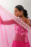 Organza Ruby Pink Lehenga with Zari Work for Diwali