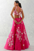 Organza Ruby Pink Lehenga with Zari Work for Diwali