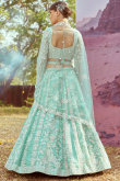 Organza Seafoam Green Dori Embroidered Panelled Style Lehenga 