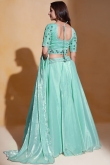 Organza Seafoam Green Zari Embroidered Flared Style Lehenga