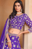Organza Violet Purple Embroidered Panelled Style Lehenga