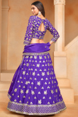 Organza Violet Purple Embroidered Panelled Style Lehenga