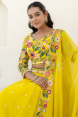 Organza Yellow Lehenga with Sequins Work for Diwali 