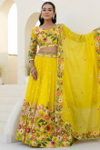 Organza Yellow Lehenga with Sequins Work for Diwali 