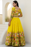 Organza Yellow Lehenga with Sequins Work for Diwali 