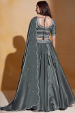 Organza Zari Embroidered Charcoal Grey Flared Style Lehenga