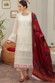 Pakistani Georgette White Trouser Suit With Thread Work