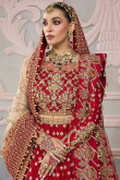 Lehenga in Red Net for Party Wear with Dabka embroidery