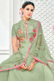 Attractive Silk Salwar Suit In Tea Green Color