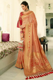 Pale Pink Banarasi Silk Saree With Banglori Silk Blouse