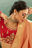 Pale Pink Banarasi Silk Saree With Banglori Silk Blouse