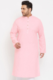 Pale Pink Cotton Silk Men's Kurta Chuidar For Festival
