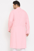 Pale Pink Cotton Silk Men's Kurta Chuidar For Festival