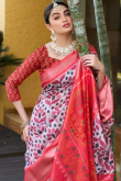 Pale Pink Crepe Printed Broad Border Saree