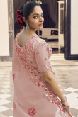 Pale Pink Dori Embroidered Georgette Wedding Wear Saree 
