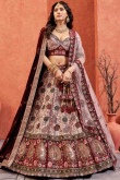 Pale Pink Embroidered Silk Blend Panelled Style Lehenga