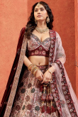 Pale Pink Embroidered Silk Blend Panelled Style Lehenga