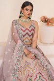 Pale Pink Net Panelled Lehenga With Sequins Embroidery 