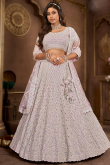 Pale Pink Net Sequins Embroidered Bridesmaid Lehenga 
