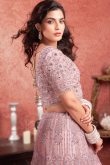 Pale Pink Net Sequins Embroidered Panelled Lehenga 