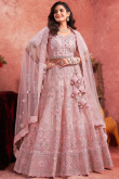 Pale Pink Net Sequins Embroidered Panelled Lehenga 