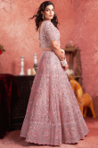 Pale Pink Net Sequins Embroidered Panelled Lehenga 