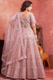 Pale Pink Net Sequins Embroidered Panelled Lehenga 