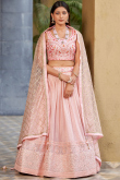 Pale Pink Sequins Embroidered Georgette Bridesmaid Lehenga 