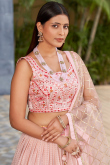 Pale Pink Sequins Embroidered Georgette Bridesmaid Lehenga 