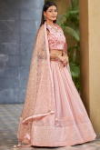 Pale Pink Sequins Embroidered Georgette Bridesmaid Lehenga 