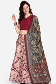 Pale Pink Silk Digital print A-Line Style Lehenga