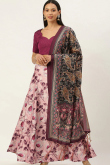 Pale Pink Silk Digital print A-Line Style Lehenga