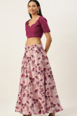 Pale Pink Silk Digital print A-Line Style Lehenga