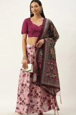 Pale Pink Silk Digital print A-Line Style Lehenga