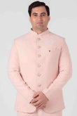 Pale Pink Viscose Jodhpuri Style Plain Men's Coat Pant