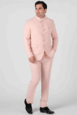 Pale Pink Viscose Jodhpuri Style Plain Men's Coat Pant