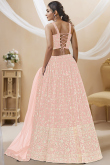 Pale Pink Zari Embroidered Flared Style Georgette Lehenga 