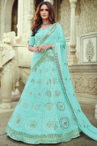 Pale Turquoise Blue Georgette Party Wear Lehenga With Sequins Work