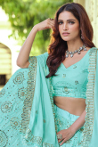 Pale Turquoise Blue Georgette Party Wear Lehenga With Sequins Work