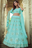 Pale Turquoise Blue Georgette Party Wear Lehenga With Sequins Work