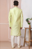 Pale Yellow Banarasi Silk Embroidered Men's Sherwani