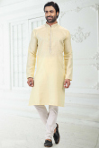 Pale Yellow Linen CtootMen Kurta