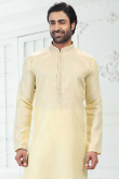 Pale Yellow Linen CtootMen Kurta
