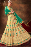 Pale Yellow Net Embroidered Lehenga