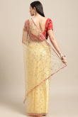 Pale Yellow Net Zari Embroidered Light Weight Saree