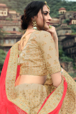 Paneled Embroidered Satin Cream Beige Lehenga