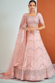 Panelled Pastel Pink Sequins Embroidered Lehenga 