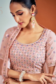 Panelled Pastel Pink Sequins Embroidered Lehenga 